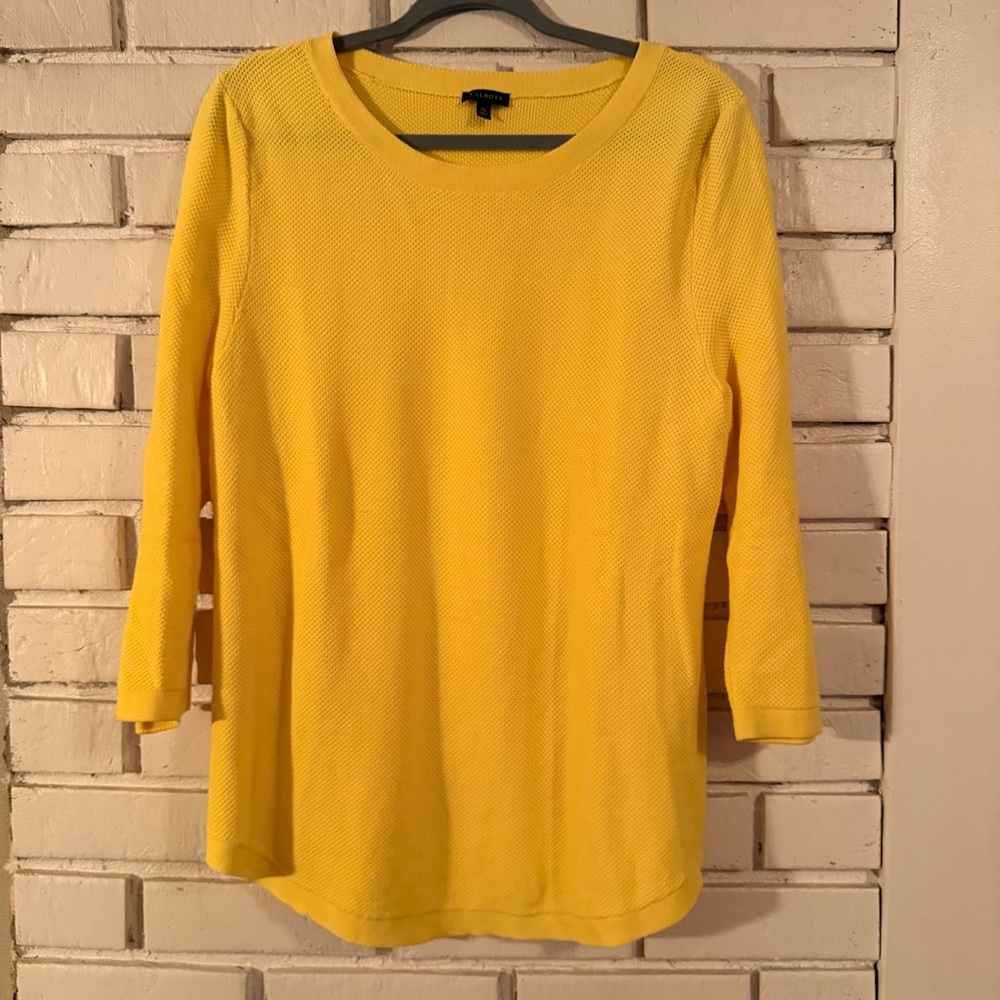 Talbots yellow sweater buttons on sleeves